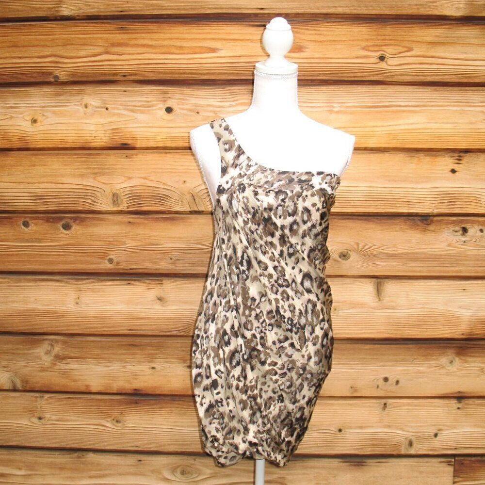 NWT Alexia Admor One Shoulder Gold Leopard Mini Dress